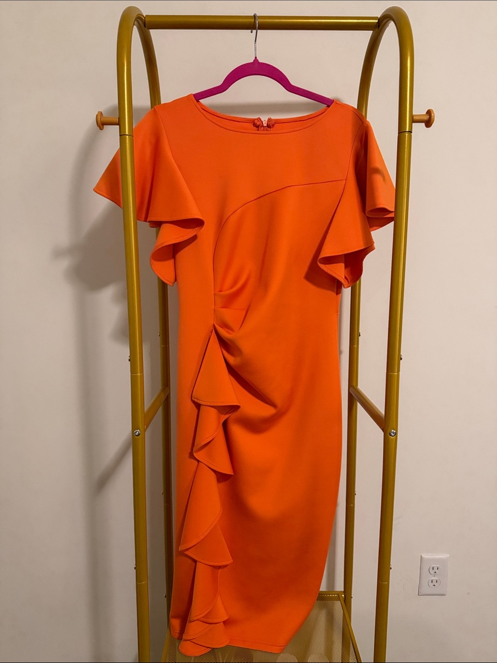 Amazon Orange Ruffle Midi Dress